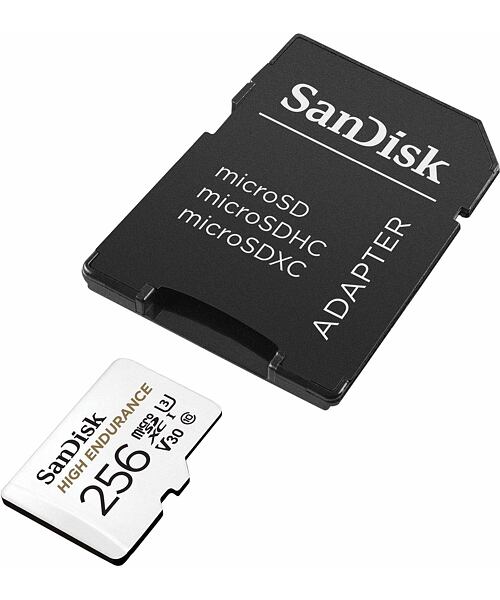 SanDisk High Endurance/micro SDXC/256GB/Class 10/+ Adaptér/Bílá