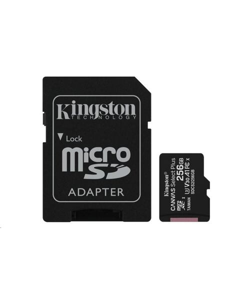 Kingston CANVAS SELECT PLUS/micro SDXC/256GB/UHS-I U3 / Class 10/+ Adaptér