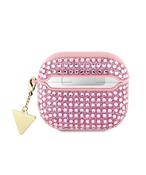 Guess Rhinestones Triangle Metal Logo Pouzdro pro AirPods 3 Pink