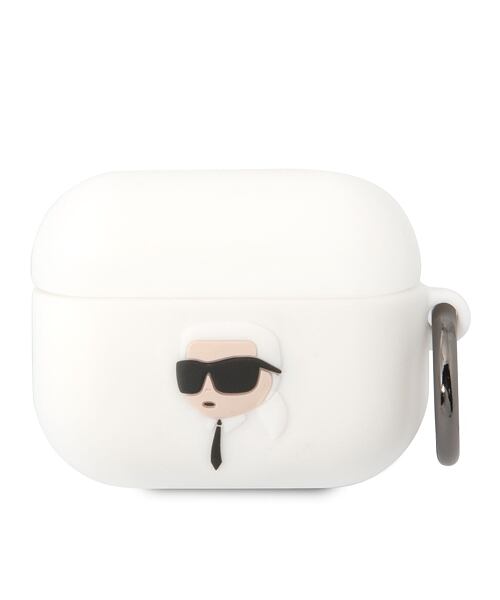 Karl Lagerfeld 3D Logo NFT Karl Head Silikonové Pouzdro pro Airpods Pro White