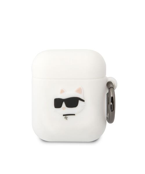 Karl Lagerfeld 3D Logo NFT Choupette Head Silikonové Pouzdro pro Airpods 1/2 White