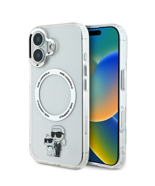 Karl Lagerfeld IML Karl and Choupette MagSafe Zadní Kryt pro iPhone 16 Transparent